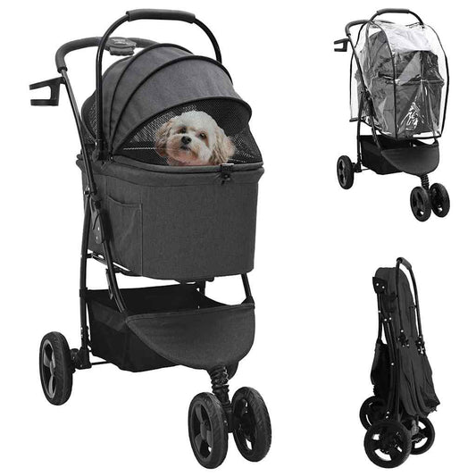 Folding Pet Stroller Black 78 x 54 x 101 cm 600D Oxford fabric