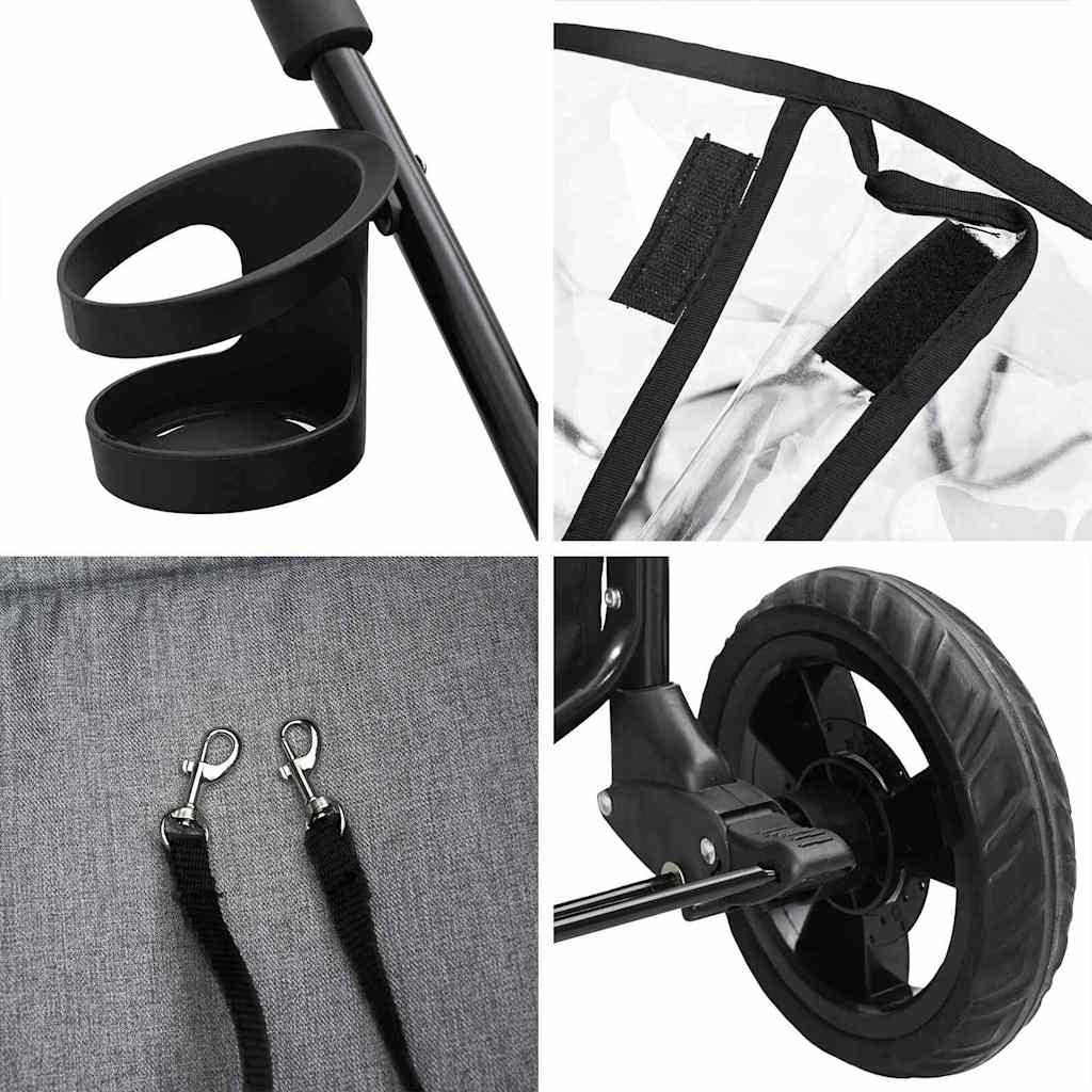 Folding Pet Stroller Grey 78 x 54 x 101 cm 600D Oxford fabric