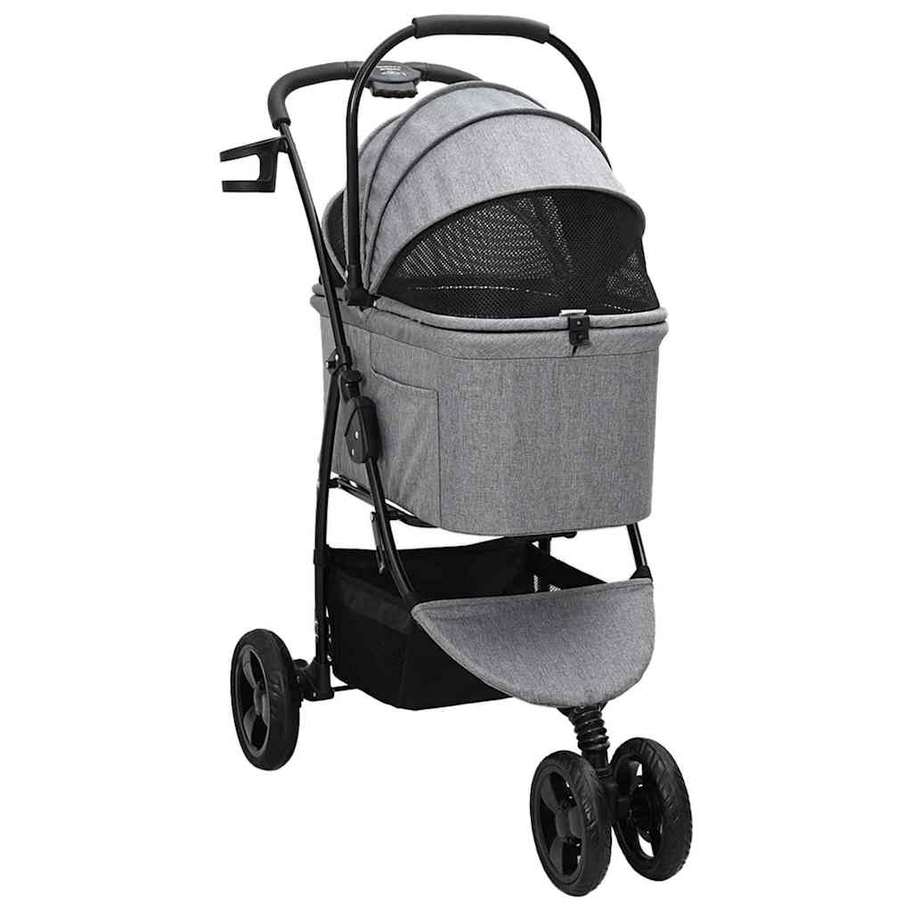 Folding Pet Stroller Grey 78 x 54 x 101 cm 600D Oxford fabric