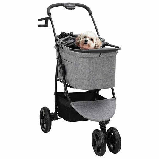 Folding Pet Stroller Grey 78 x 54 x 101 cm 600D Oxford fabric