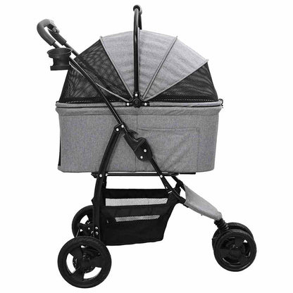 Folding Pet Stroller Grey 78 x 54 x 101 cm 600D Oxford fabric