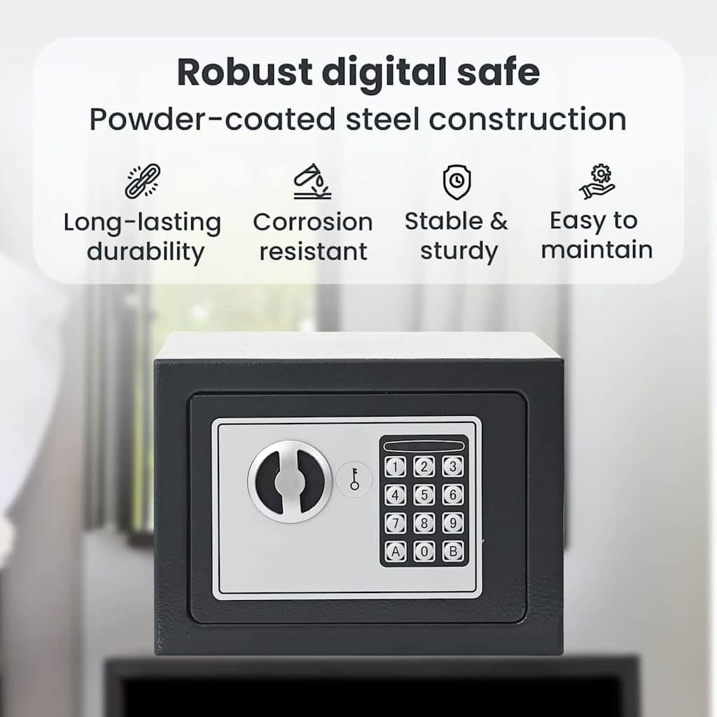 Digital Safe with Lock Dark grey 23 x 17 x 17 cm Steel