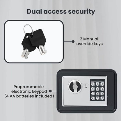 Digital Safe with Lock Dark grey 23 x 17 x 17 cm Steel