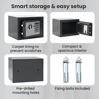 Digital Safe with Lock Dark grey 23 x 17 x 17 cm Steel