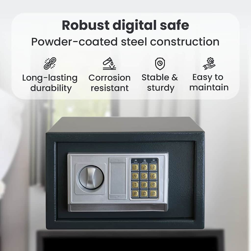 Digital Safe with Lock Dark grey 31 x 20 x 20 cm Steel