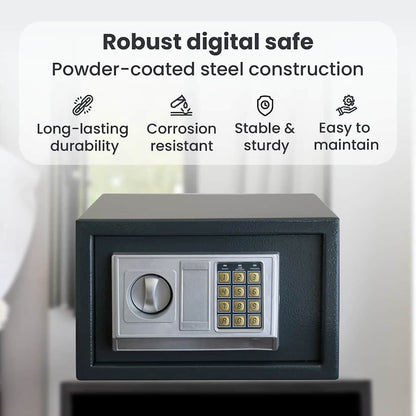 Digital Safe with Lock Dark grey 31 x 20 x 20 cm Steel