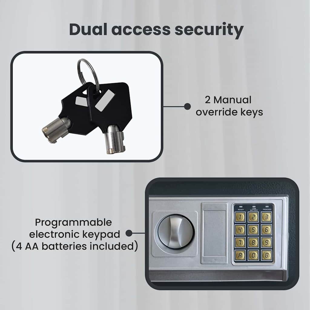 Digital Safe with Lock Dark grey 31 x 20 x 20 cm Steel