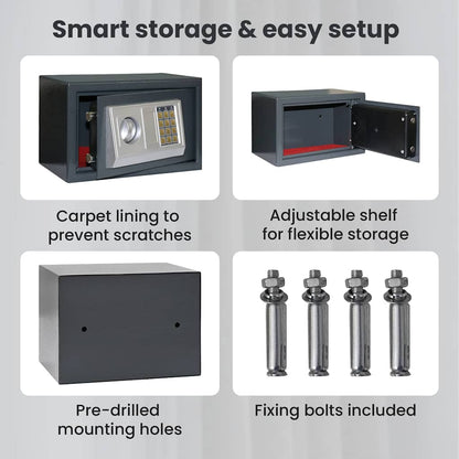 Digital Safe with Lock Dark grey 31 x 20 x 20 cm Steel