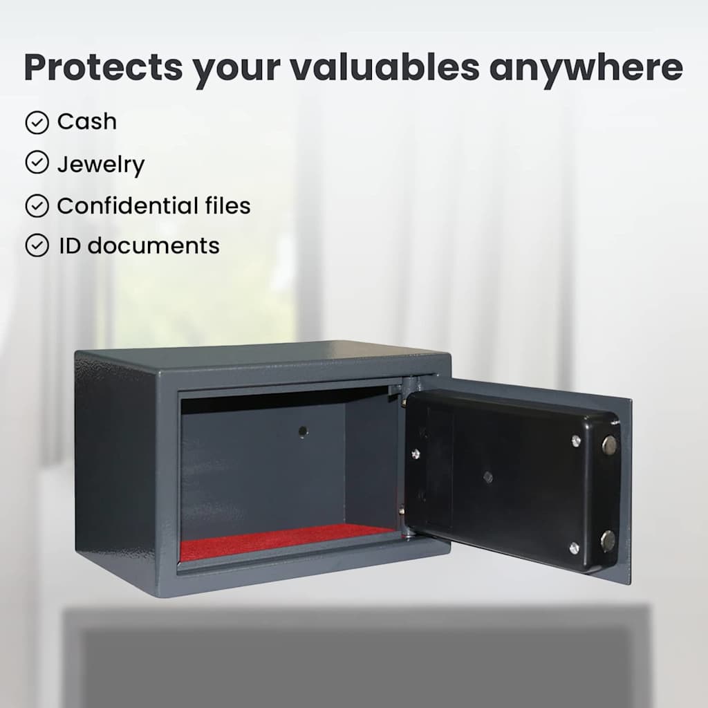 Digital Safe with Lock Dark grey 31 x 20 x 20 cm Steel