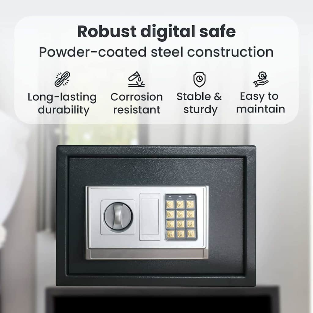 Digital Safe with Lock Dark grey 35 x 25 x 25 cm Steel