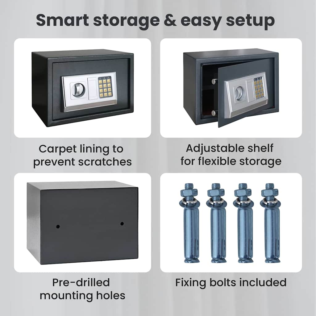 Digital Safe with Lock Dark grey 35 x 25 x 25 cm Steel