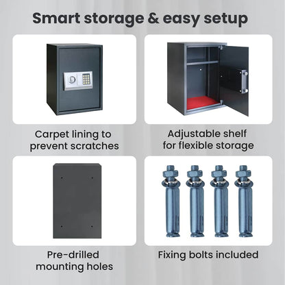 Digital Safe with Lock Dark grey 35 x 31 x 50 cm Steel