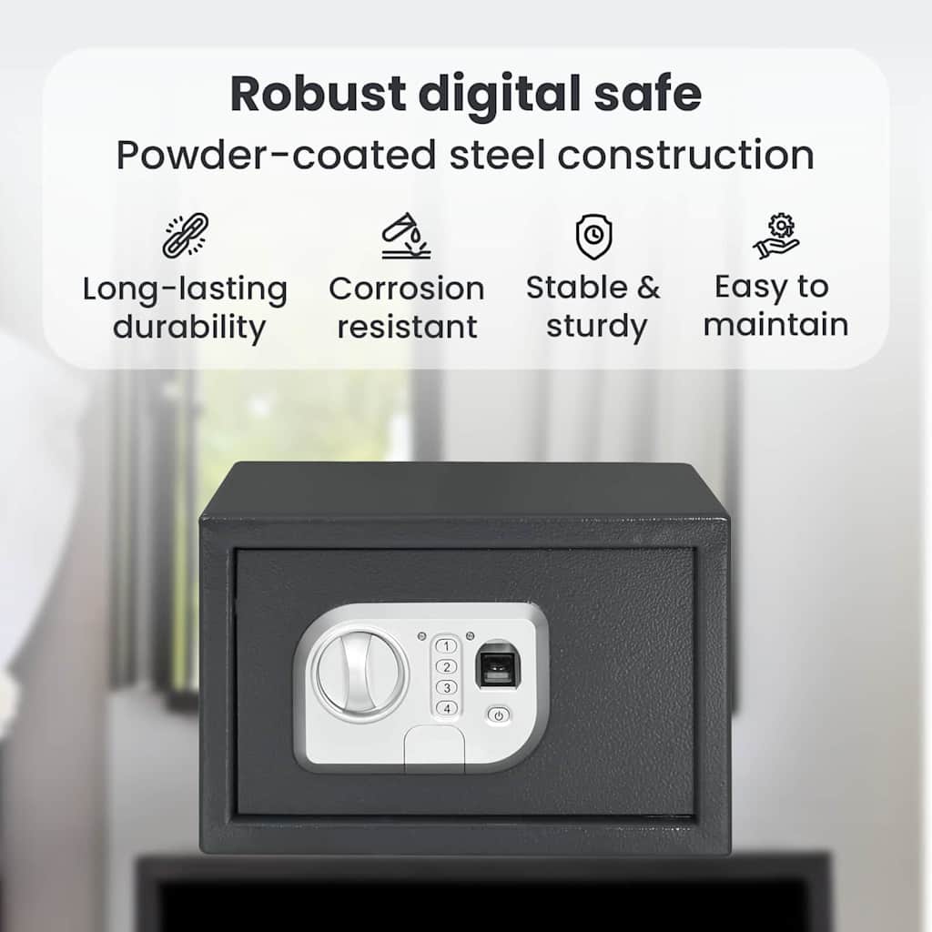 Digital Safe with Lock Dark grey 31 x 20 x 20 cm Steel