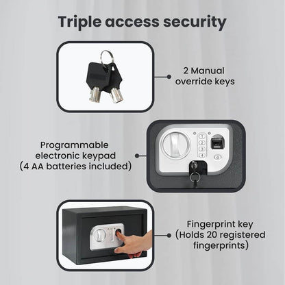 Digital Safe with Lock Dark grey 31 x 20 x 20 cm Steel