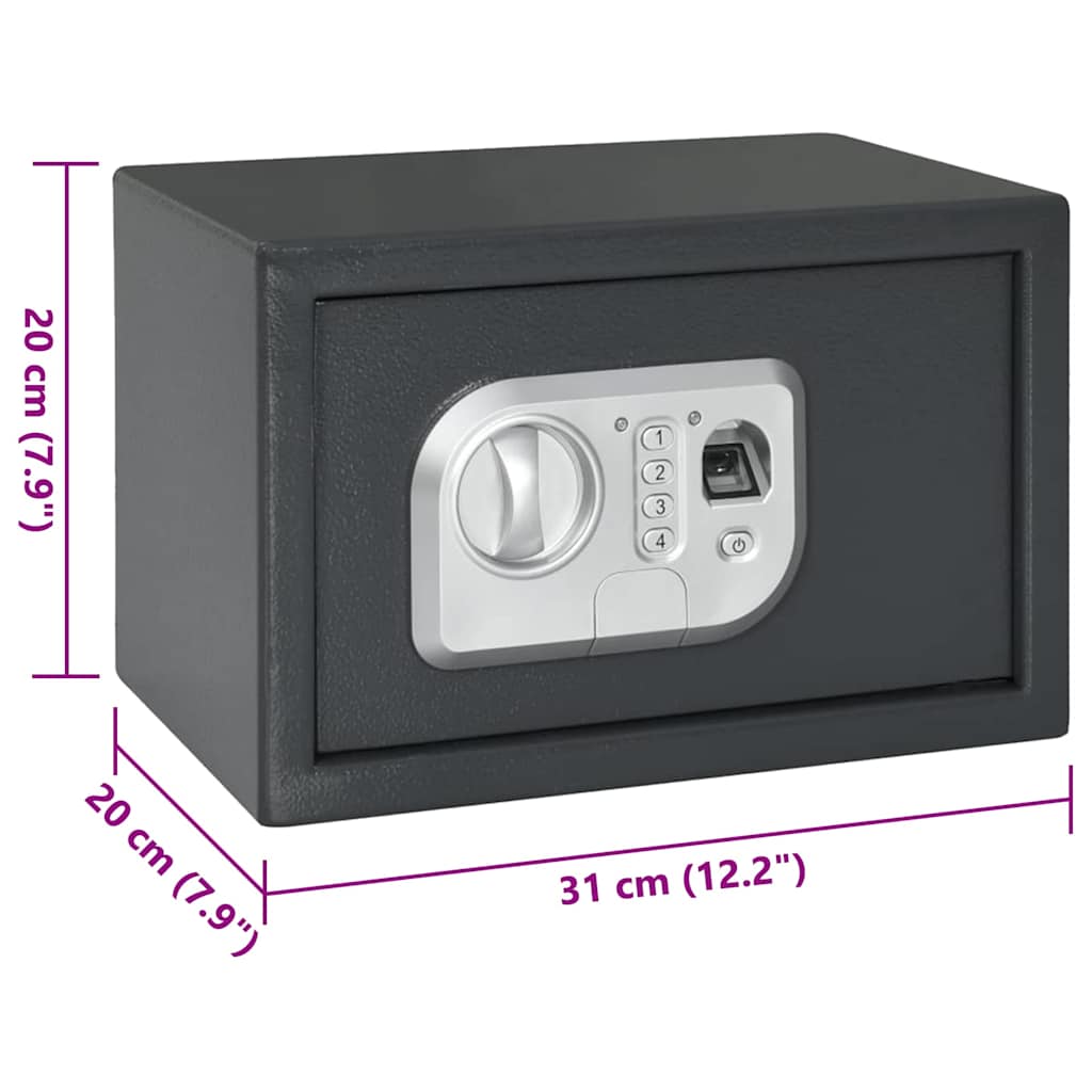 Digital Safe with Lock Dark grey 31 x 20 x 20 cm Steel