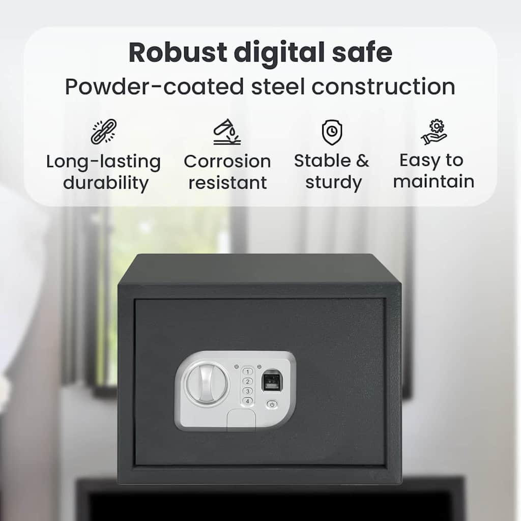 Digital Safe with Lock Dark grey 35 x 25 x 25 cm Steel