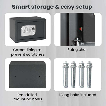 Digital Safe with Lock Dark grey 35 x 25 x 25 cm Steel