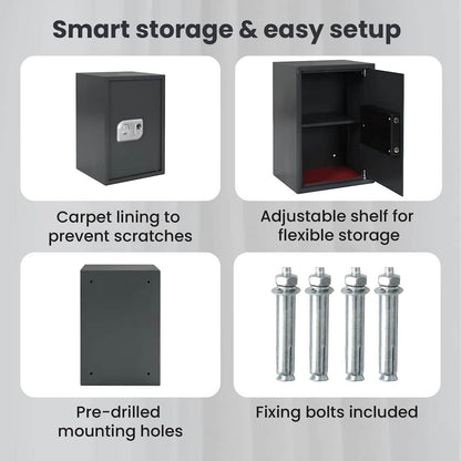 Digital Safe with Lock Dark grey 35 x 31 x 50 cm Steel