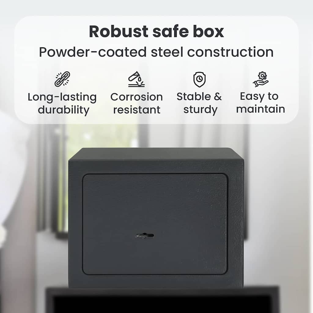 Safe Box with Lock Dark grey 23 x 17 x 17 cm Steel