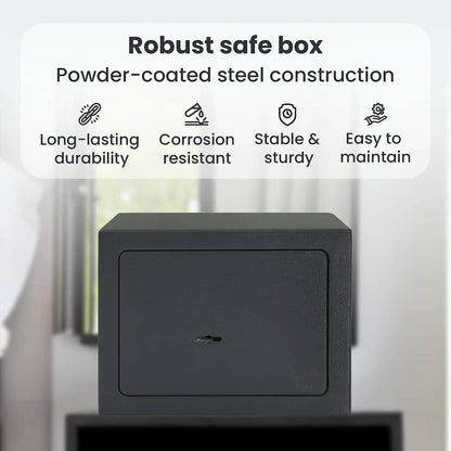 Safe Box with Lock Dark grey 23 x 17 x 17 cm Steel