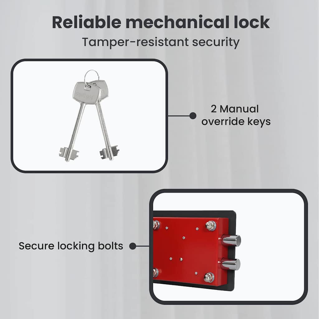 Safe Box with Lock Dark grey 23 x 17 x 17 cm Steel