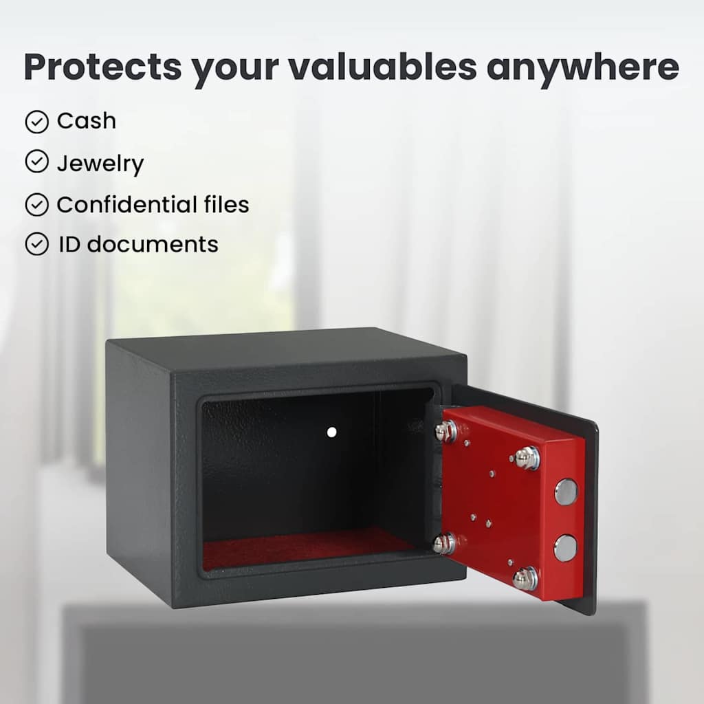 Safe Box with Lock Dark grey 23 x 17 x 17 cm Steel