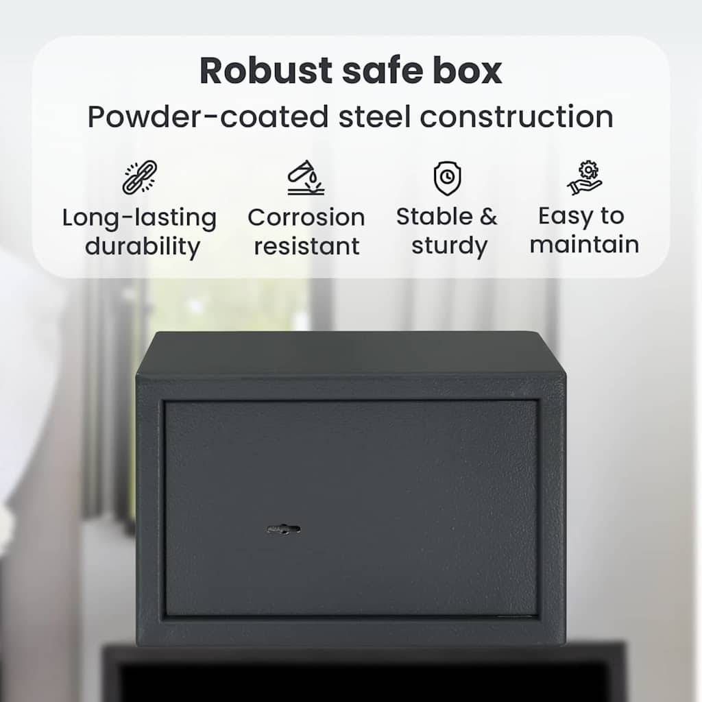 Safe Box with Lock Dark grey 31 x 20 x 20 cm Steel