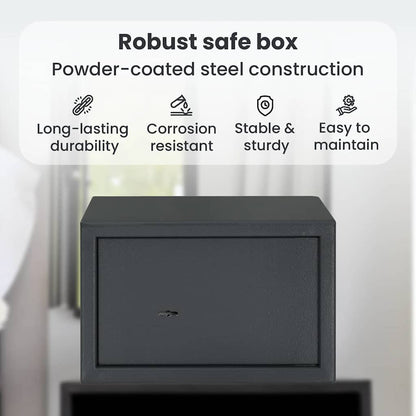 Safe Box with Lock Dark grey 31 x 20 x 20 cm Steel