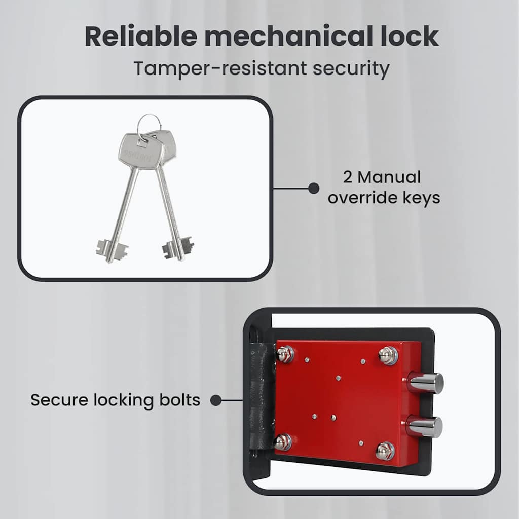 Safe Box with Lock Dark grey 31 x 20 x 20 cm Steel
