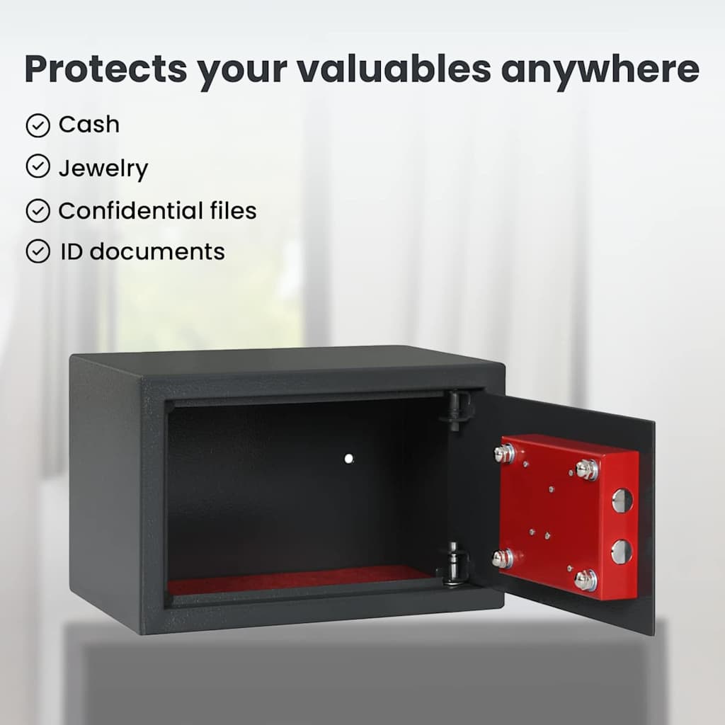 Safe Box with Lock Dark grey 31 x 20 x 20 cm Steel
