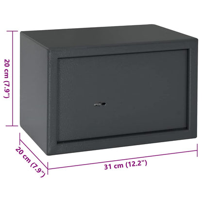 Safe Box with Lock Dark grey 31 x 20 x 20 cm Steel