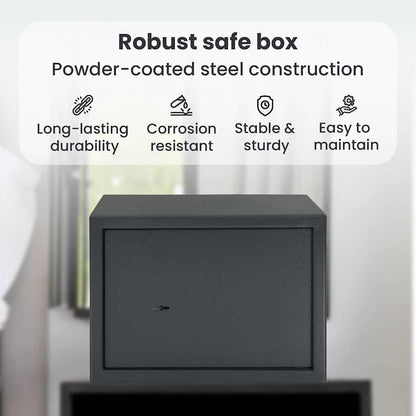 Safe Box with Lock Dark grey 35 x 25 x 25 cm Steel