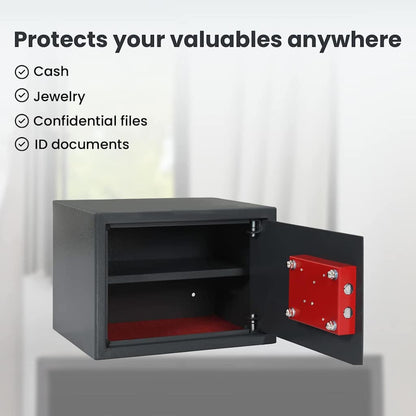 Safe Box with Lock Dark grey 35 x 25 x 25 cm Steel