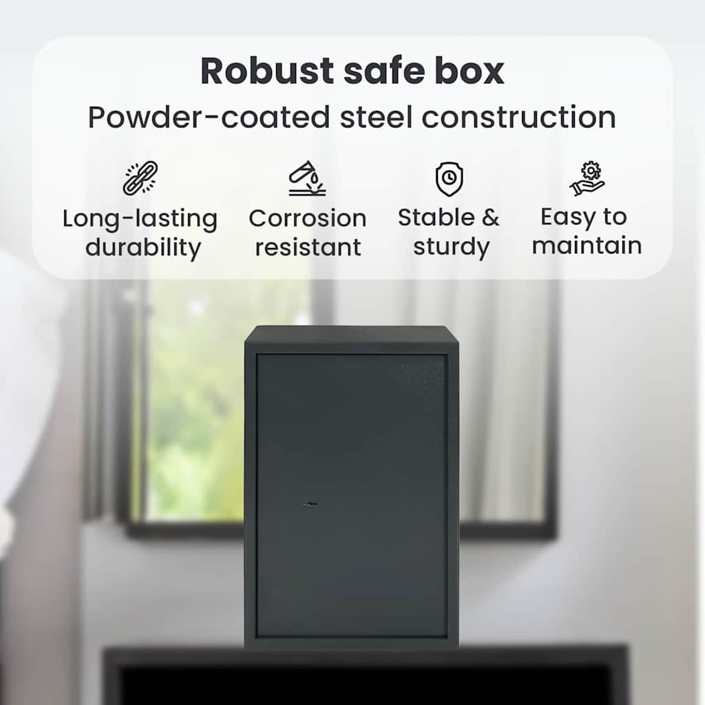 Safe Box with Lock Dark grey 35 x 31 x 50 cm Steel