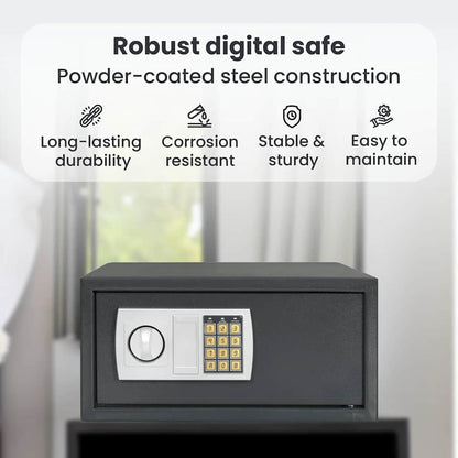 Digital Safe with Lock Dark grey 42 x 37 x 20 cm Steel