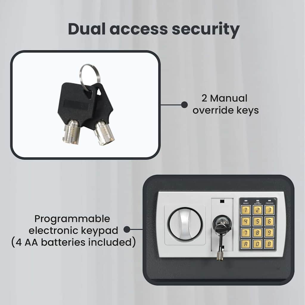 Digital Safe with Lock Dark grey 42 x 37 x 20 cm Steel
