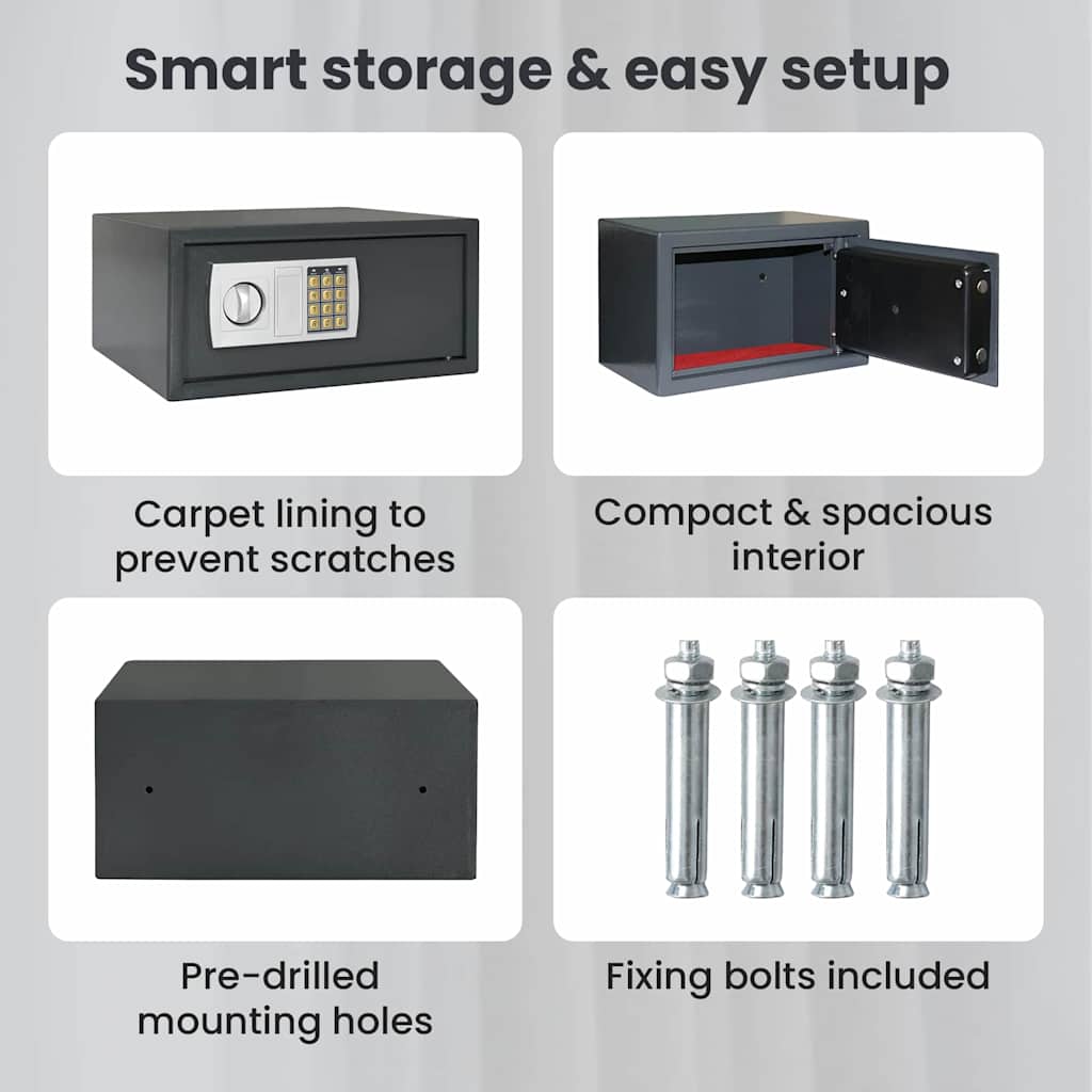 Digital Safe with Lock Dark grey 42 x 37 x 20 cm Steel