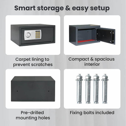 Digital Safe with Lock Dark grey 42 x 37 x 20 cm Steel