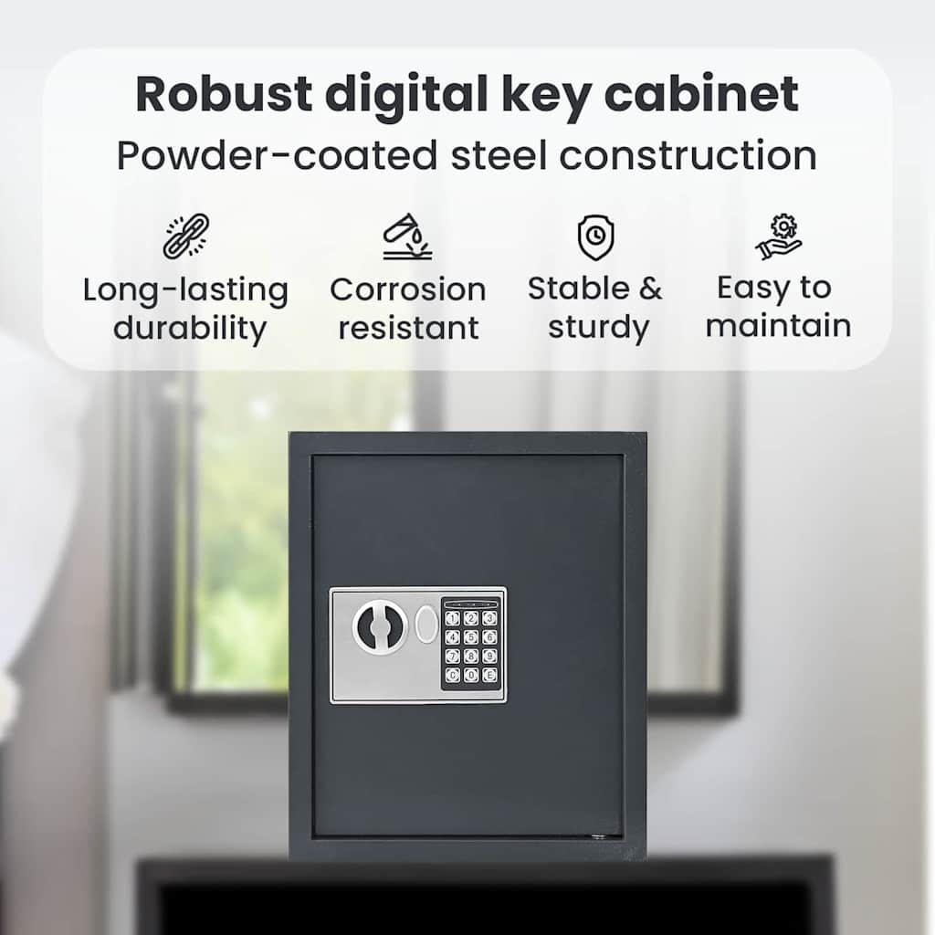 Digital Safe with Lock Dark grey 30 x 10 x 36.5 cm Steel