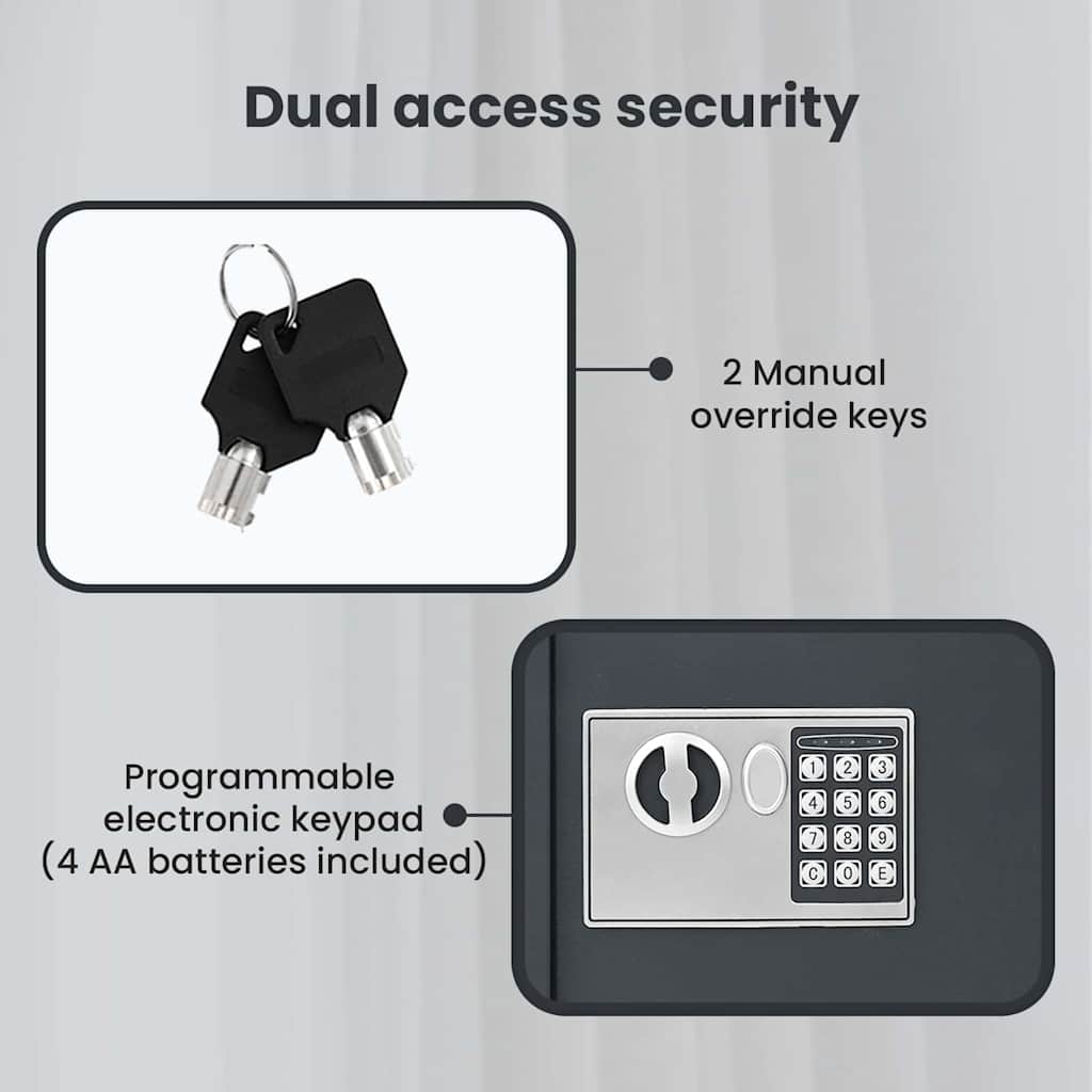 Digital Safe with Lock Dark grey 30 x 10 x 36.5 cm Steel