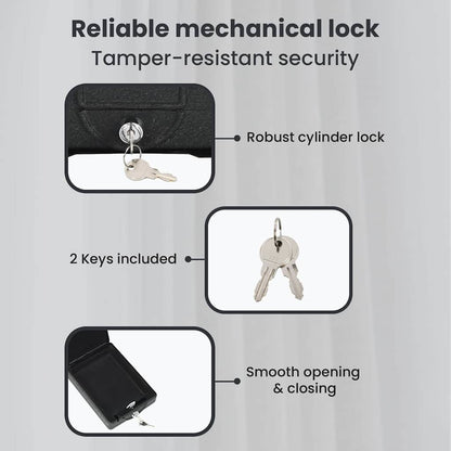Car Safe with Lock Black 22 x 16 x 7 cm Steel