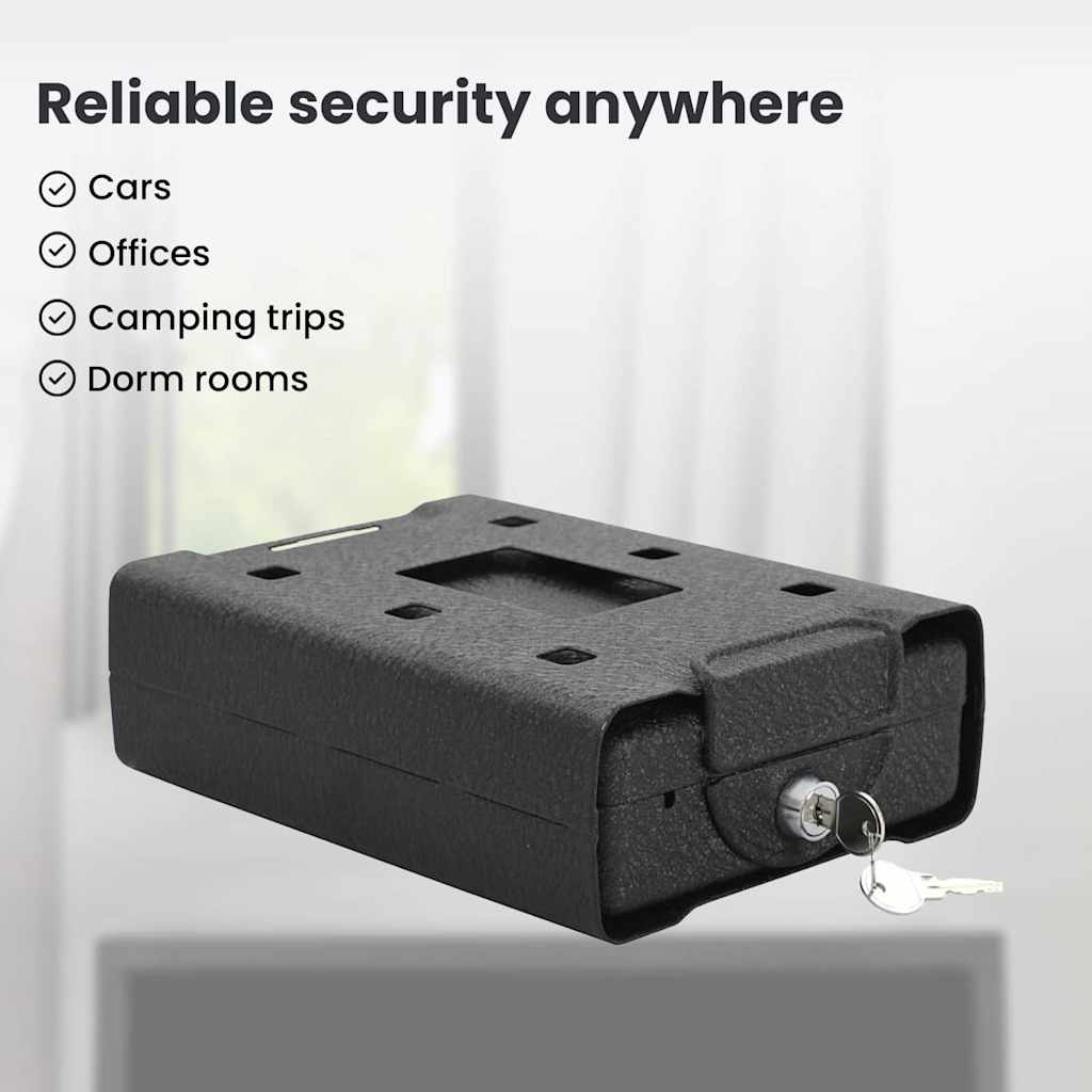 Car Safe with Lock Black 22 x 16 x 7 cm Steel