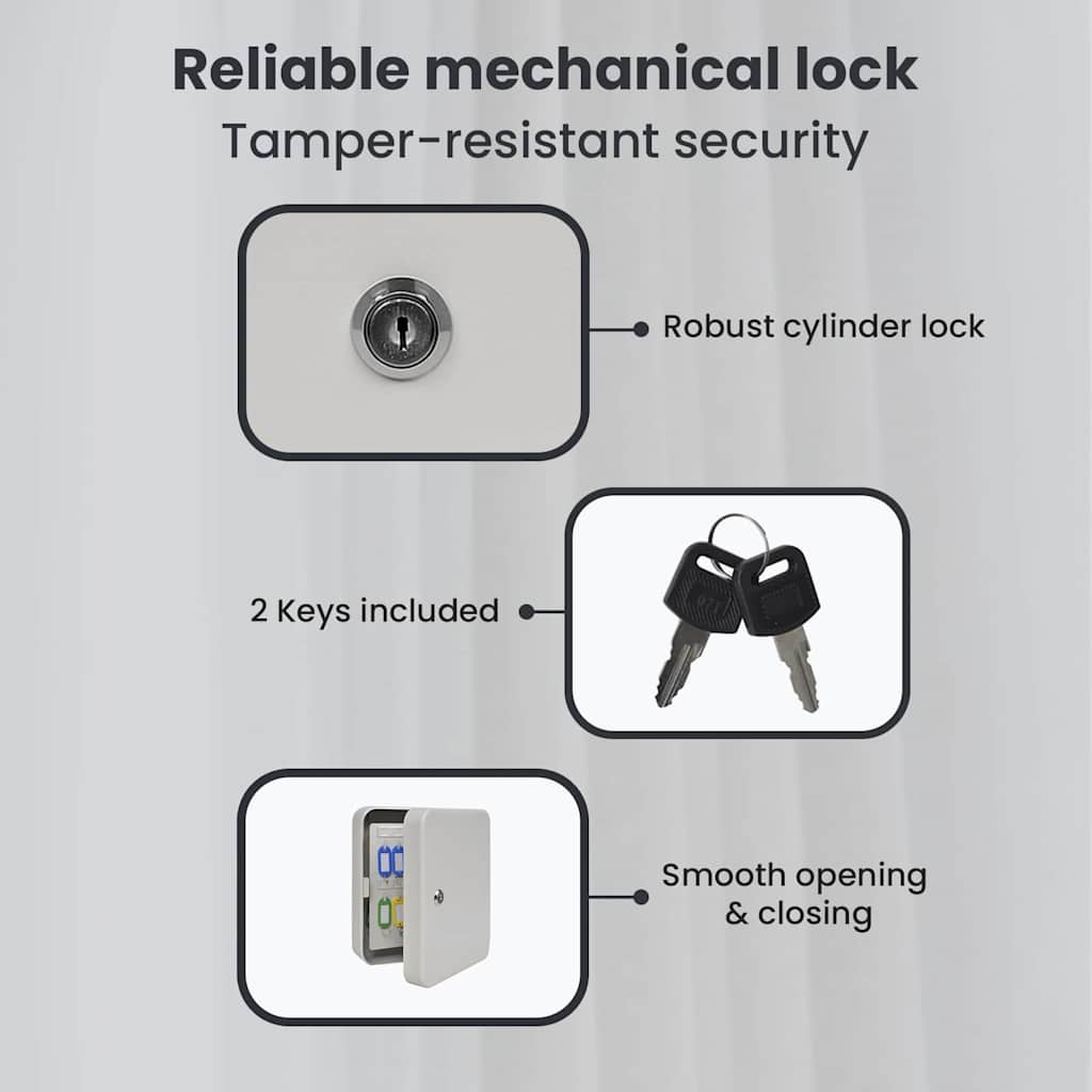 Key Box with Lock Ivory 20 x 7.5 x 25 cm Steel