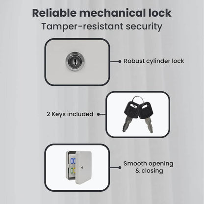 Key Box with Lock Ivory 20 x 7.5 x 25 cm Steel