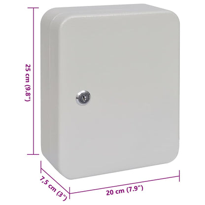 Key Box with Lock Ivory 20 x 7.5 x 25 cm Steel