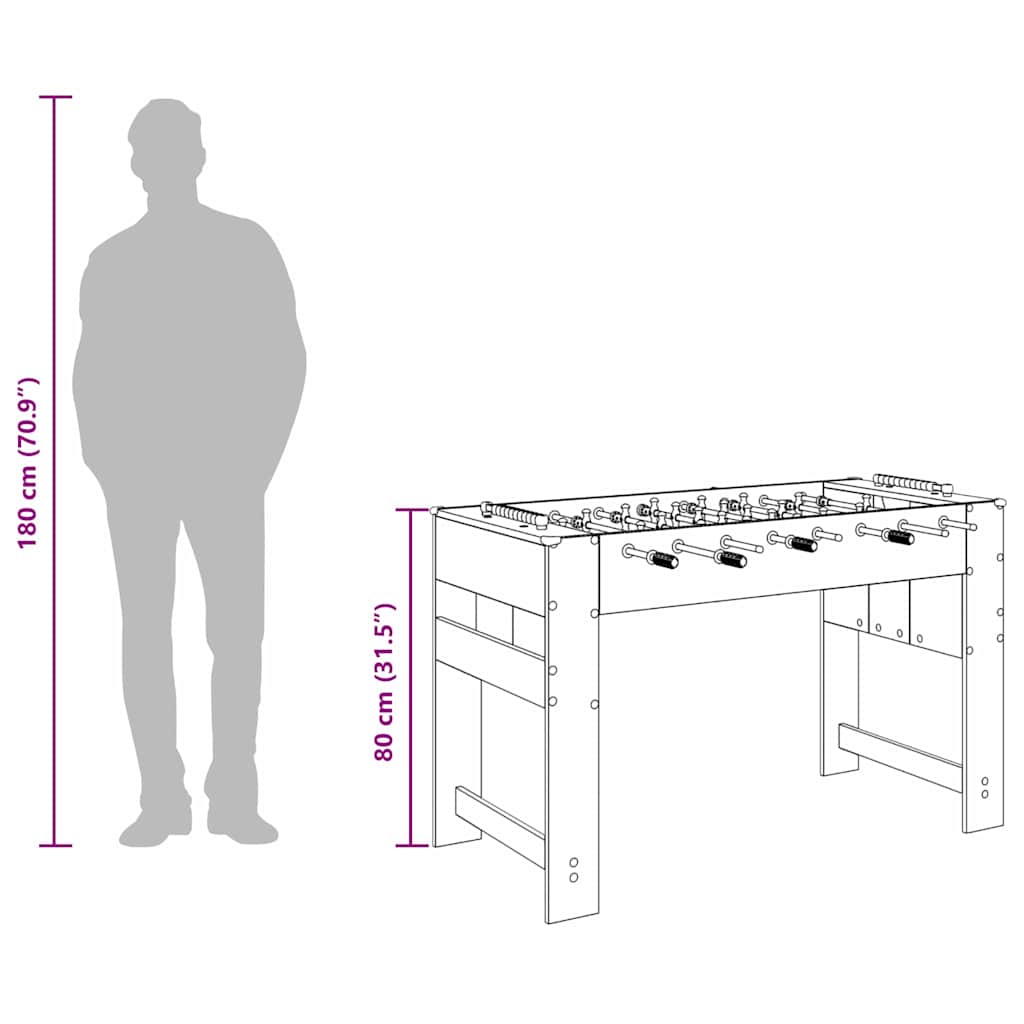 Foosball Table Old Wood 125 x 60.5 x 80 cm Engineered Wood