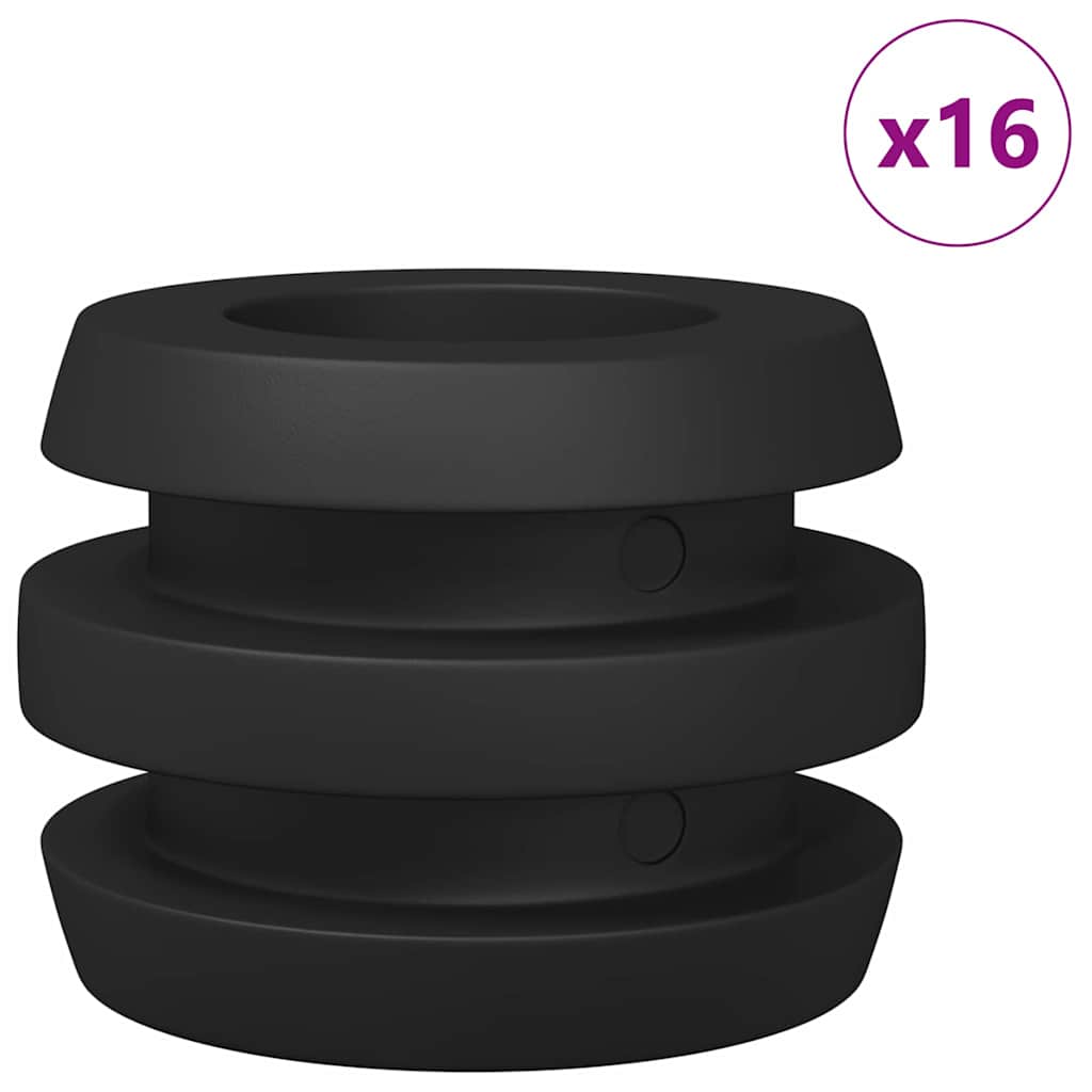 Foosball Table Bumpers 16 pcs Black 3 x 3 x 2 cm TPE