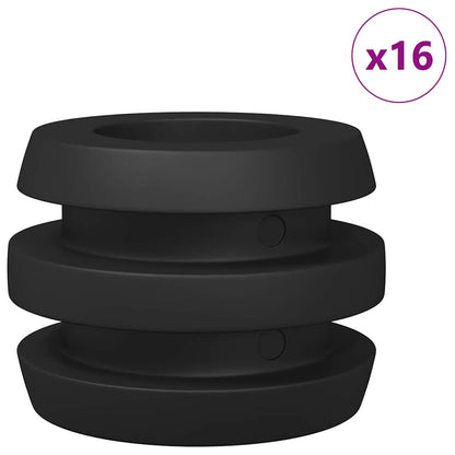 Foosball Table Bumpers 16 pcs Black 3 x 3 x 2 cm TPE