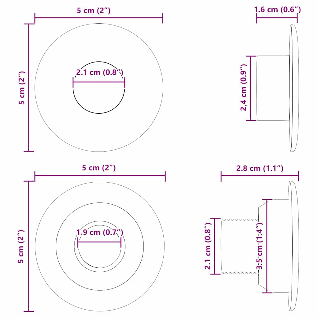 Foosball Table Bearings 10 pcs Black 5 x 5 x 2.8 cm PP