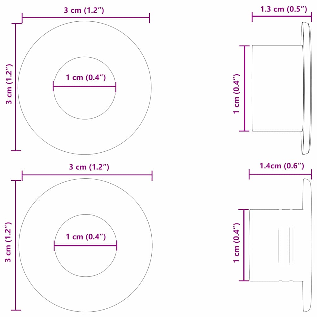 Foosball Table Stoppers 10 pcs Black 3 x 3 x 1.4 cm HIPS